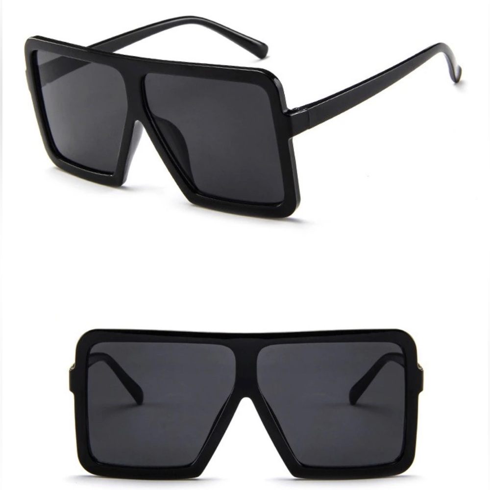 Sleek Oversized Square Black Sunglasses Brand New - Picture 3 of 13